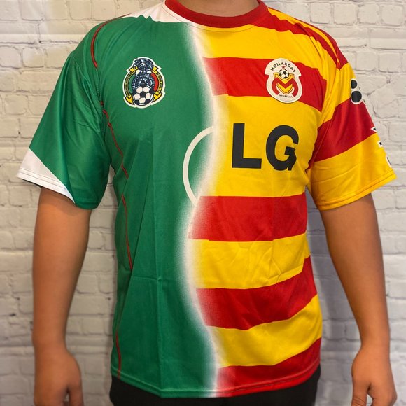 Mexico & Monarcas Divided Shirt Mens Soccer Jersey Playera de Futbol - Picture 1 of 2